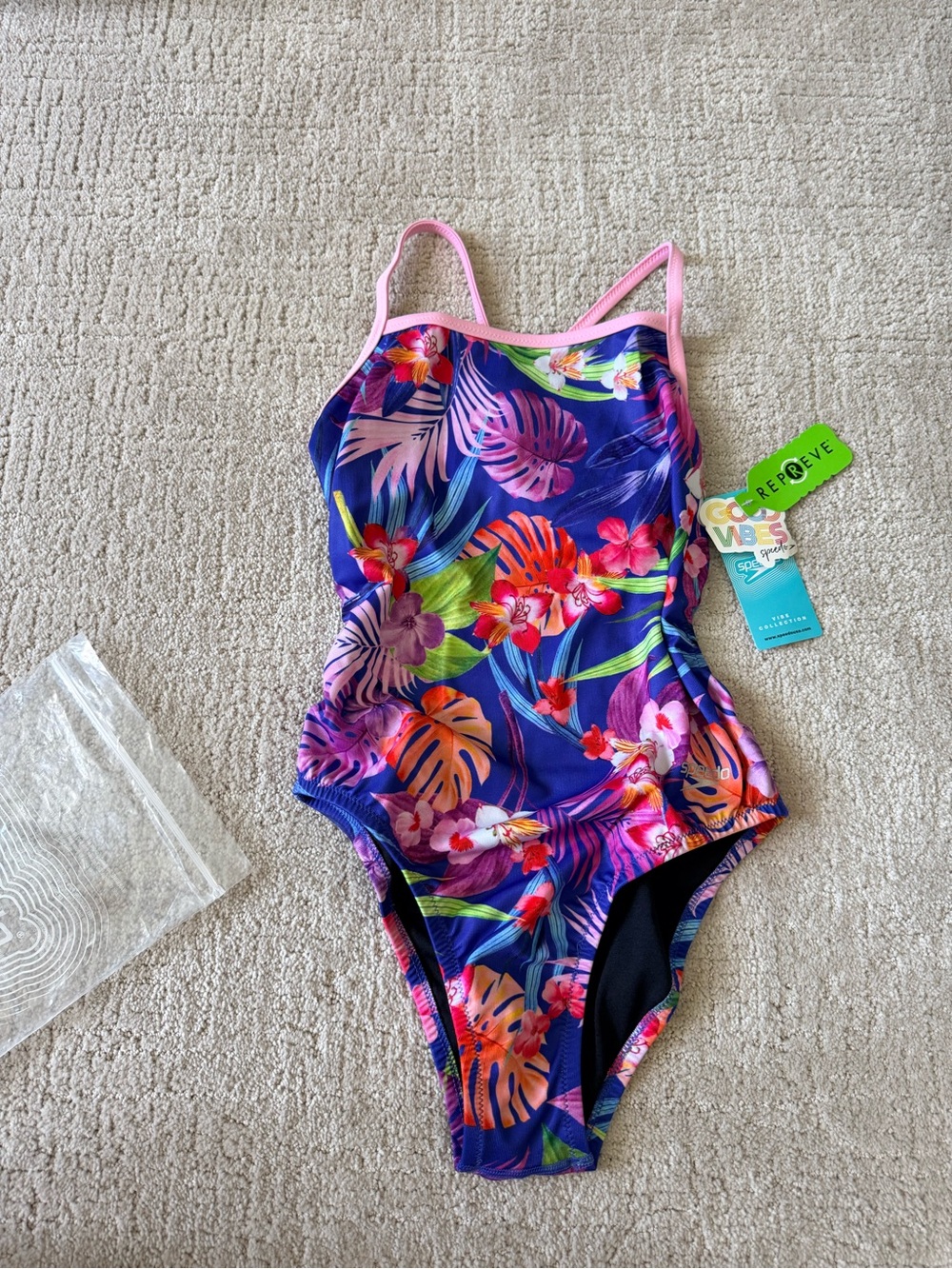 Speedo Blue Tropical Good Vibes collection Floral One-Piece Swimsuit